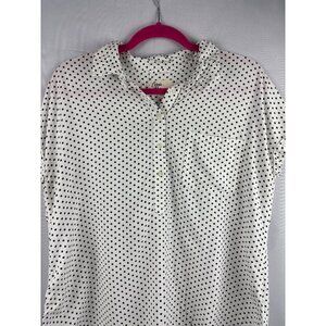 Cosmic Blue Love Polka Dot Short Sleeve Button-Up Blouse Medium